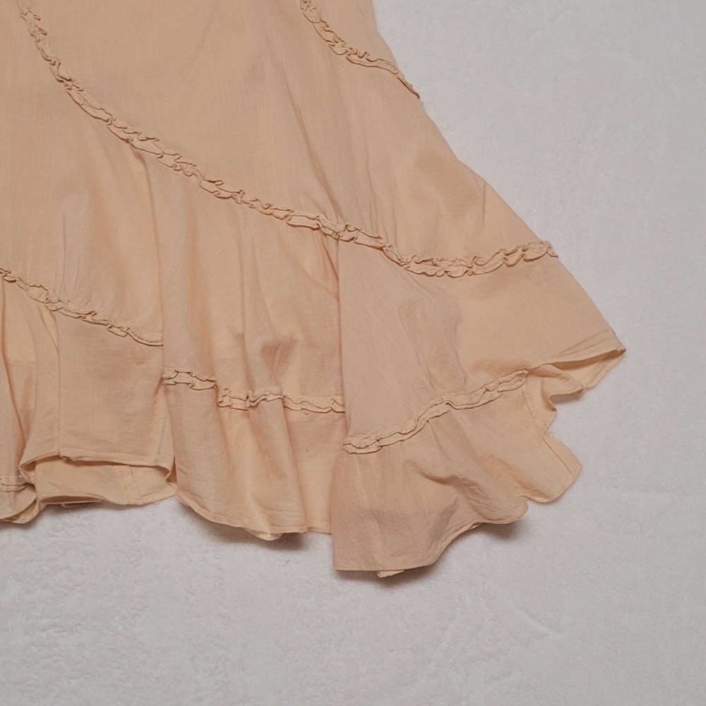 Charlotte Russe Vintage Cream Tiered Asymmetric Ruffle High Waisted Midi Skirt L - Picture 9 of 10